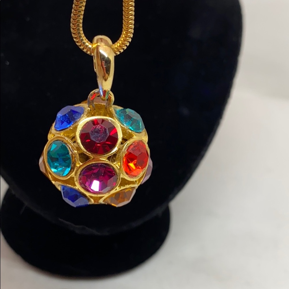 SALE!  Round ball pendant on gold snake chain